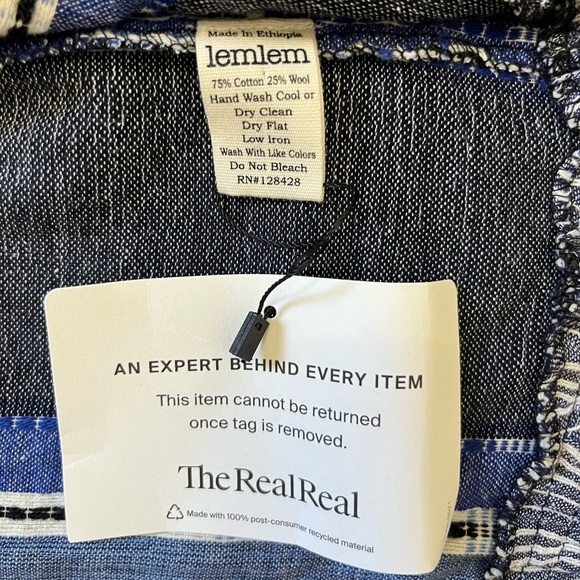 Lemlem Blue Tiered Maxi Dress M Handwoven Gauze Striped Spaghetti Strap Boho - Picture 8 of 10